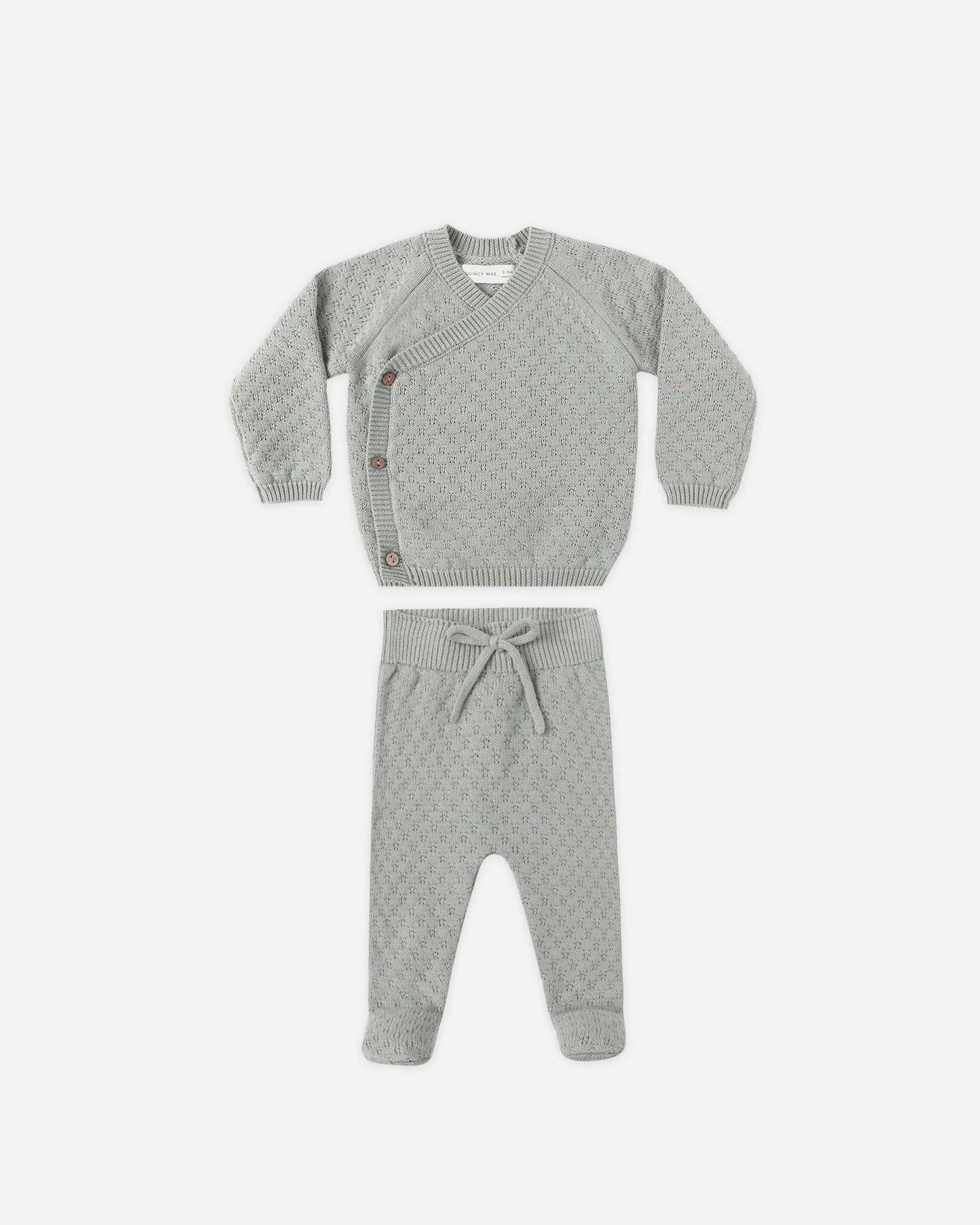 Quincy Mae- Knit Wrap Top + Pant Set