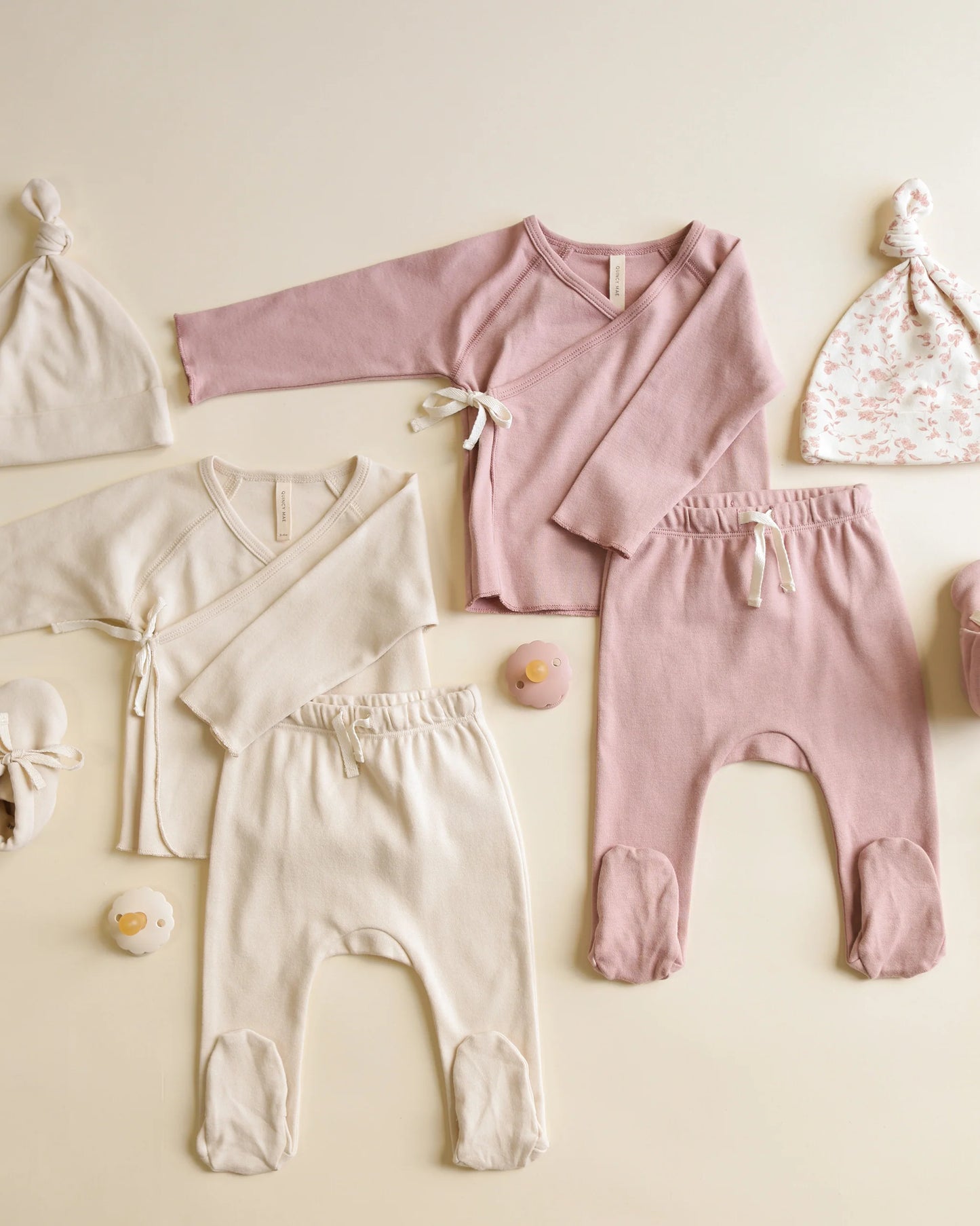 Quincy Mae- Wrap Top + Footed Pant Set