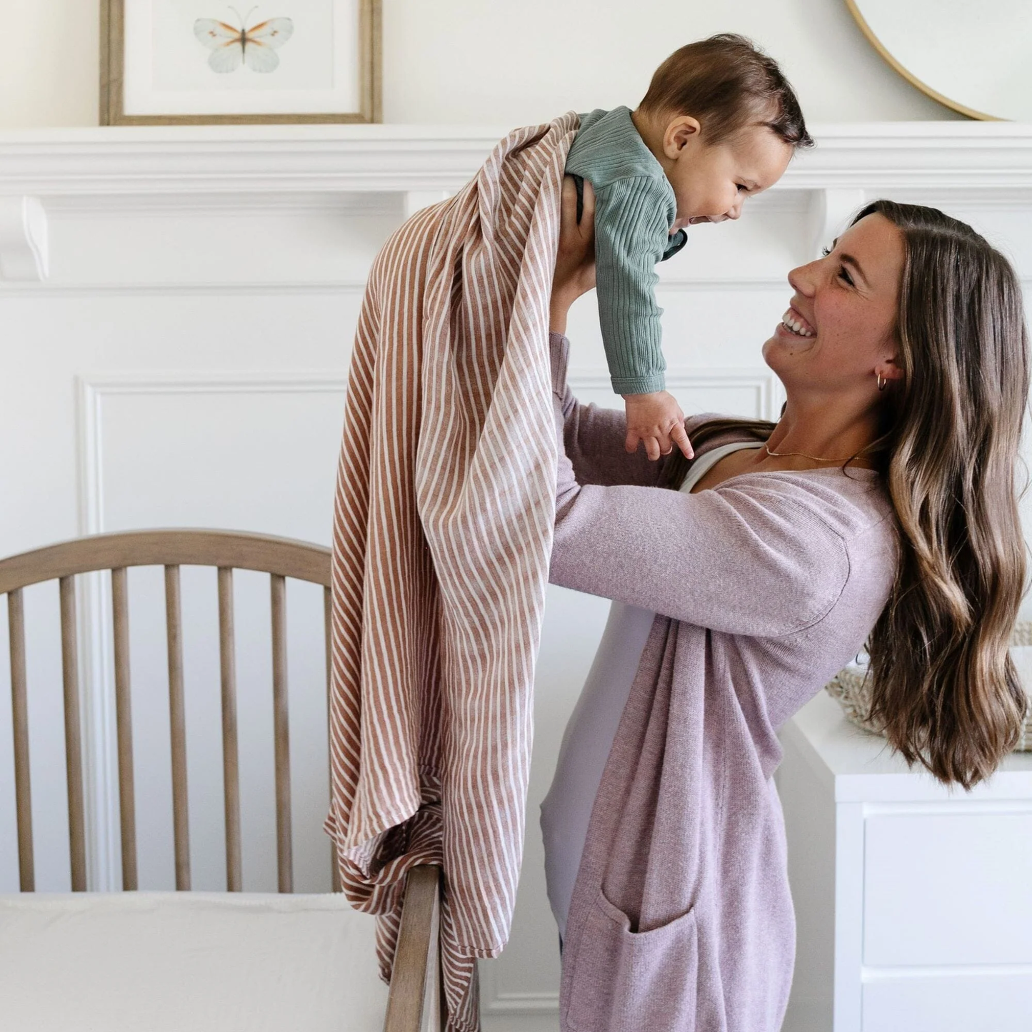 Bamboo/Muslin Swaddle - By Hope Camel Stripe