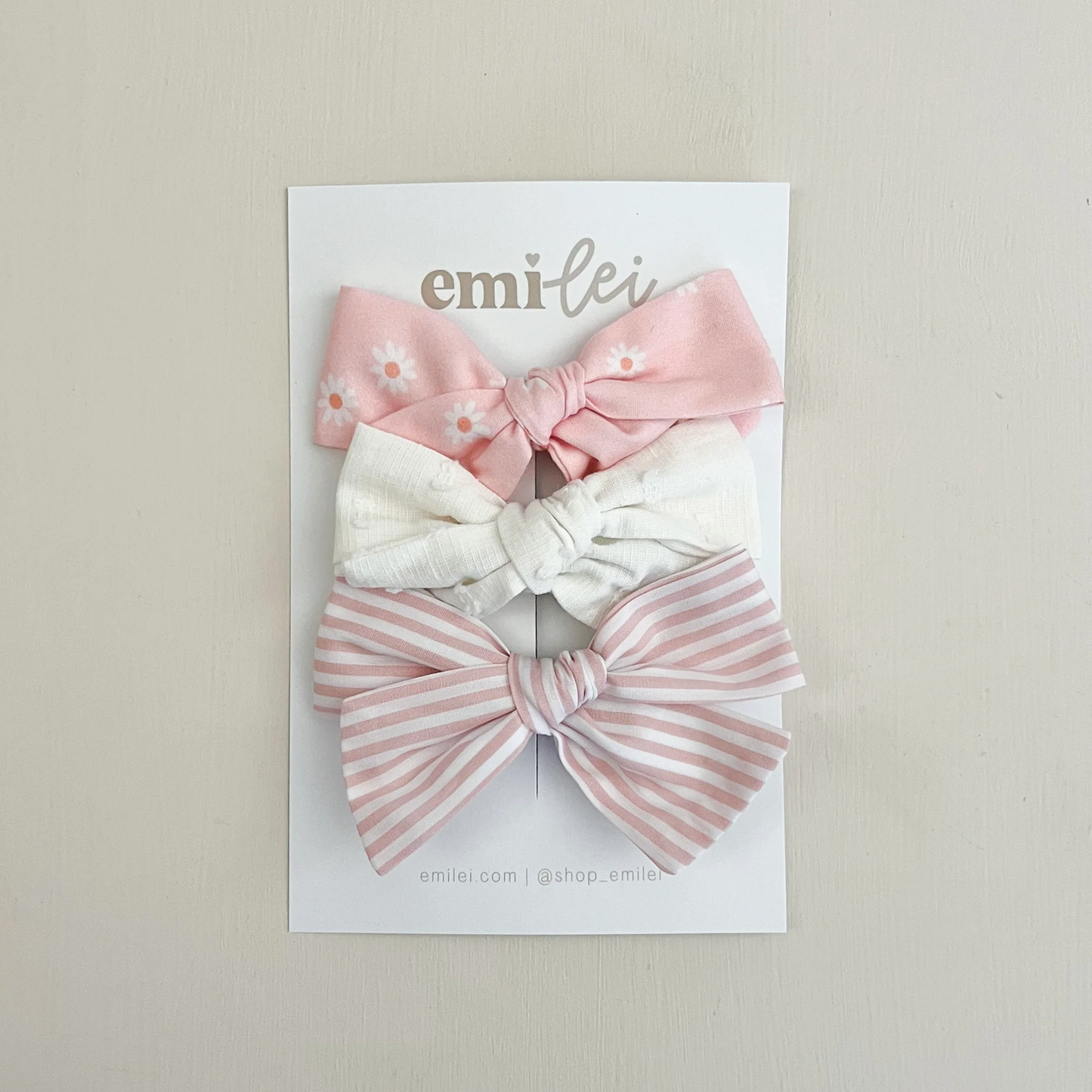 Bow Headbands & Clips Set Of 3 Pink Daisy