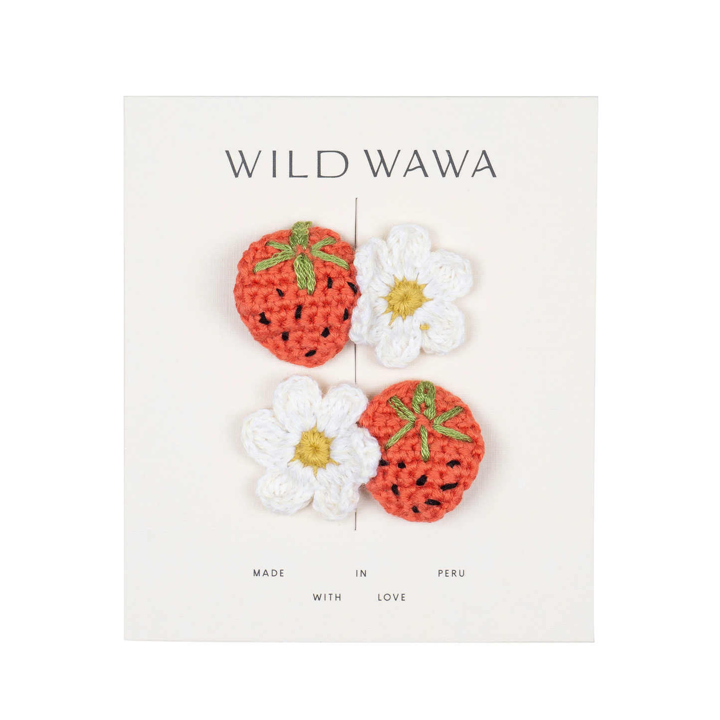 Wild Wawa-Crochet Clip Set- Strawberry/Daisies O/S