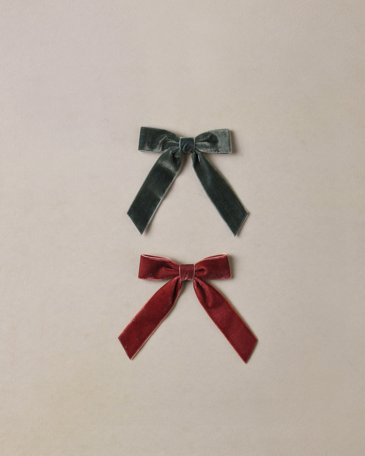 Velvet Bow Set-Green/Ruby