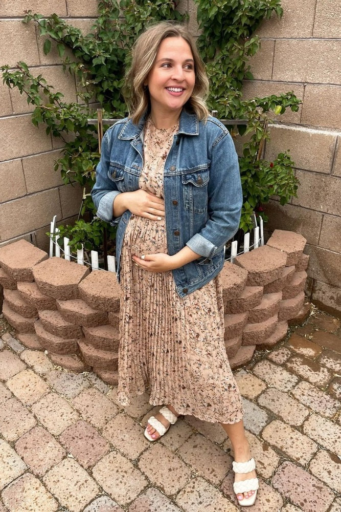 Pleated Short Sleeve Dress