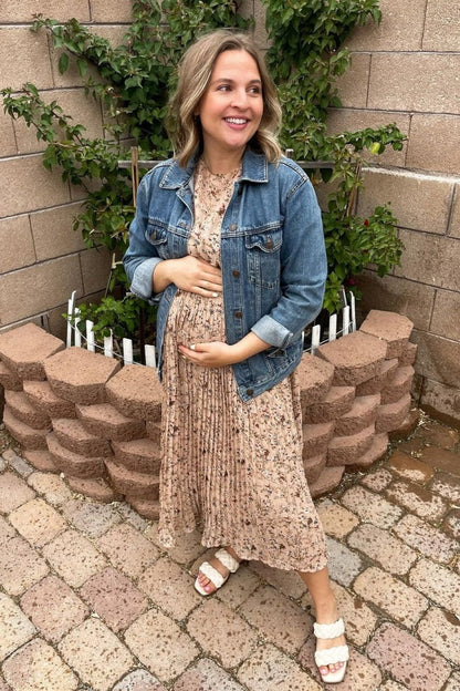 Pleated Short Sleeve Dress