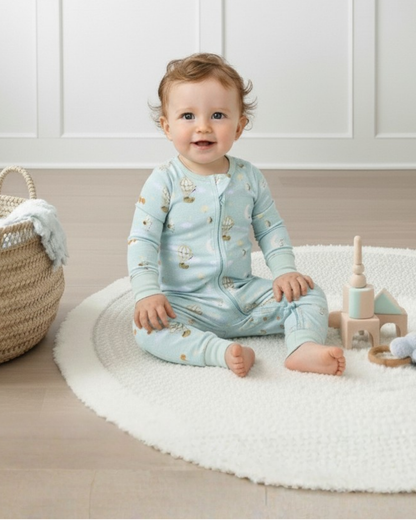 Baby Blues & Pink-Bamboo Zippered Pajama