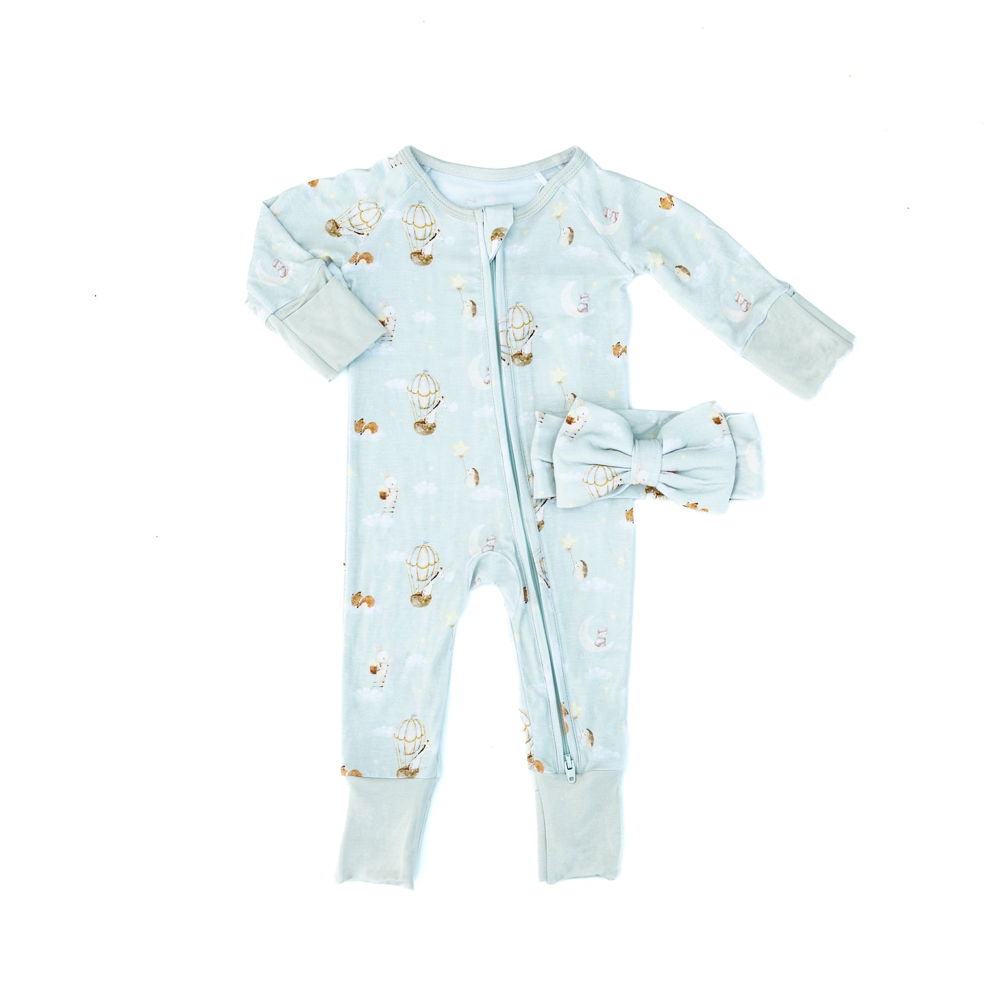 Baby Blues & Pink-Bamboo Zippered Pajama