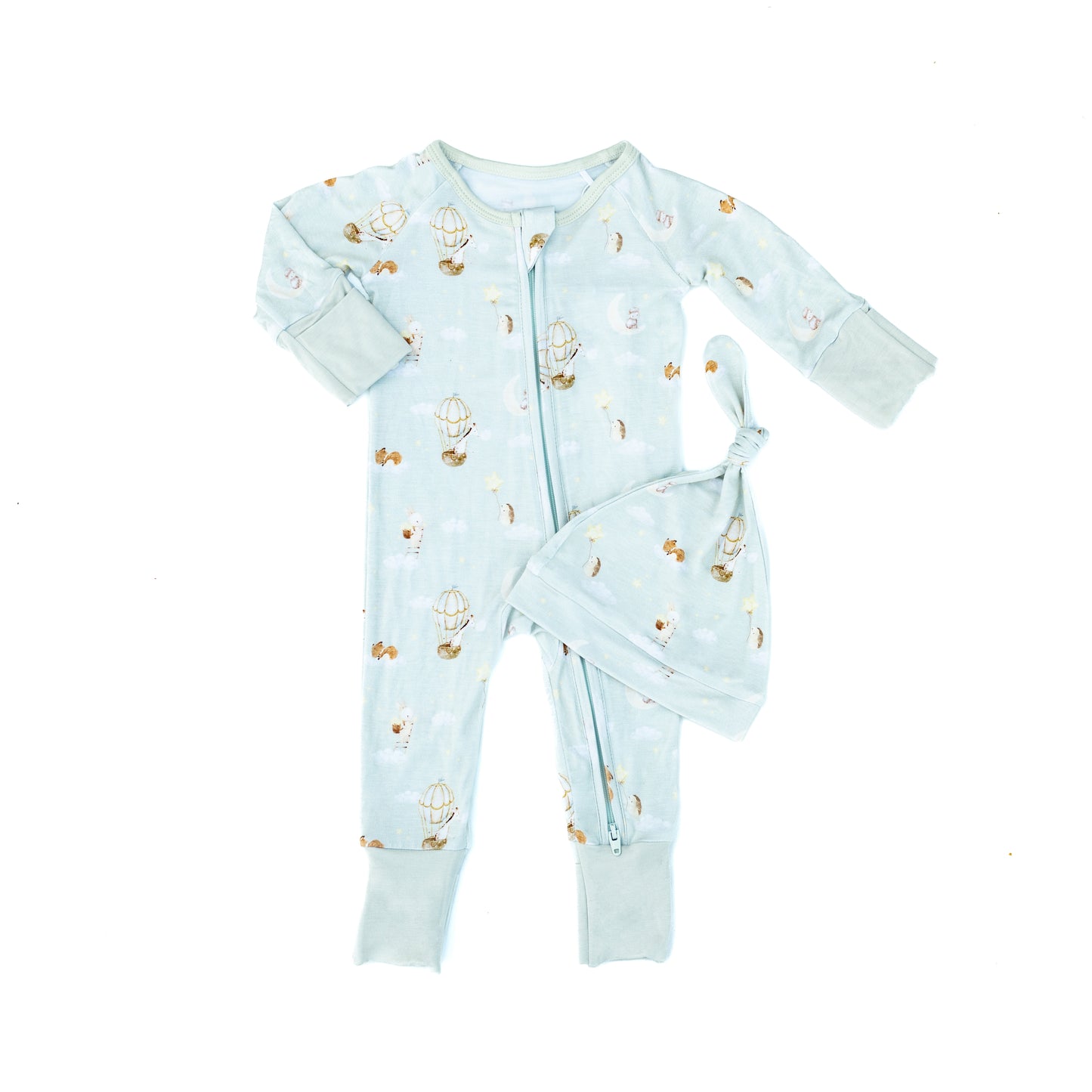 Baby Blues & Pink-Bamboo Zippered Pajama