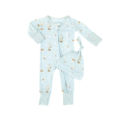 Baby Blues & Pink-Bamboo Zippered Pajama