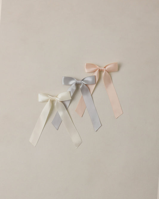 Satin Ribbon Bows- Pearl/ Ivory/ Mist O/S