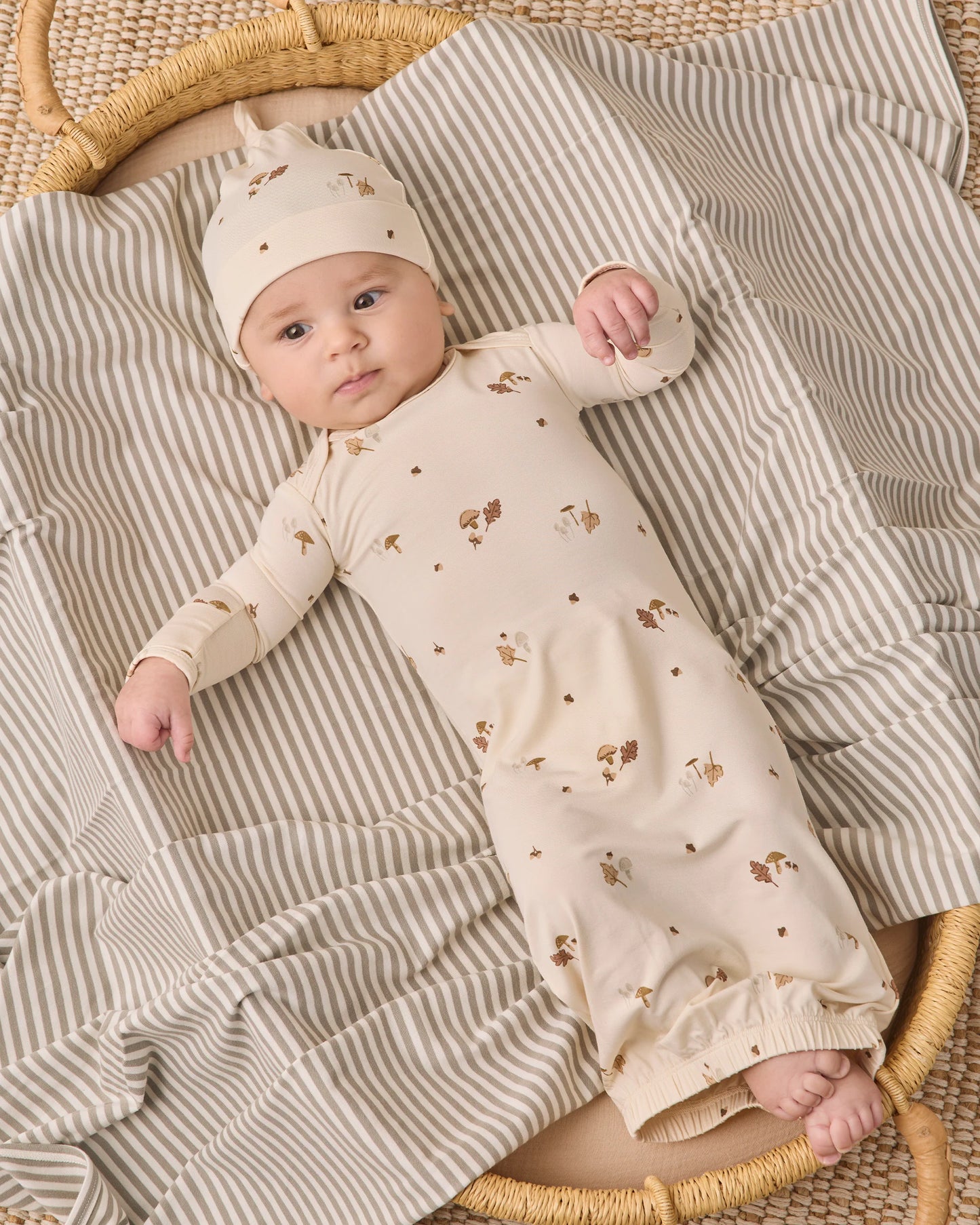 Bamboo Baby Gown + Hat Set- Woodland