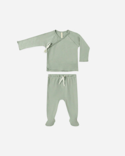 Quincy Mae- Wrap Top + Footed Pant Set