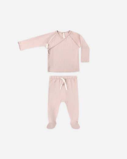 Quincy Mae- Wrap Top + Footed Pant Set