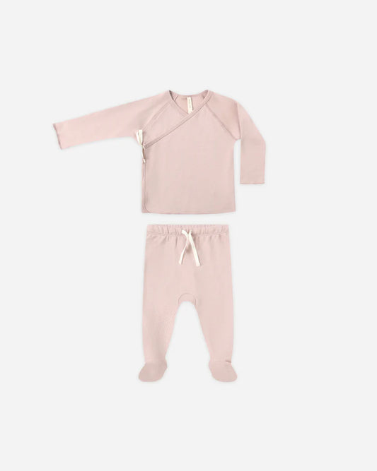 Quincy Mae- Wrap Top + Footed Pant Set