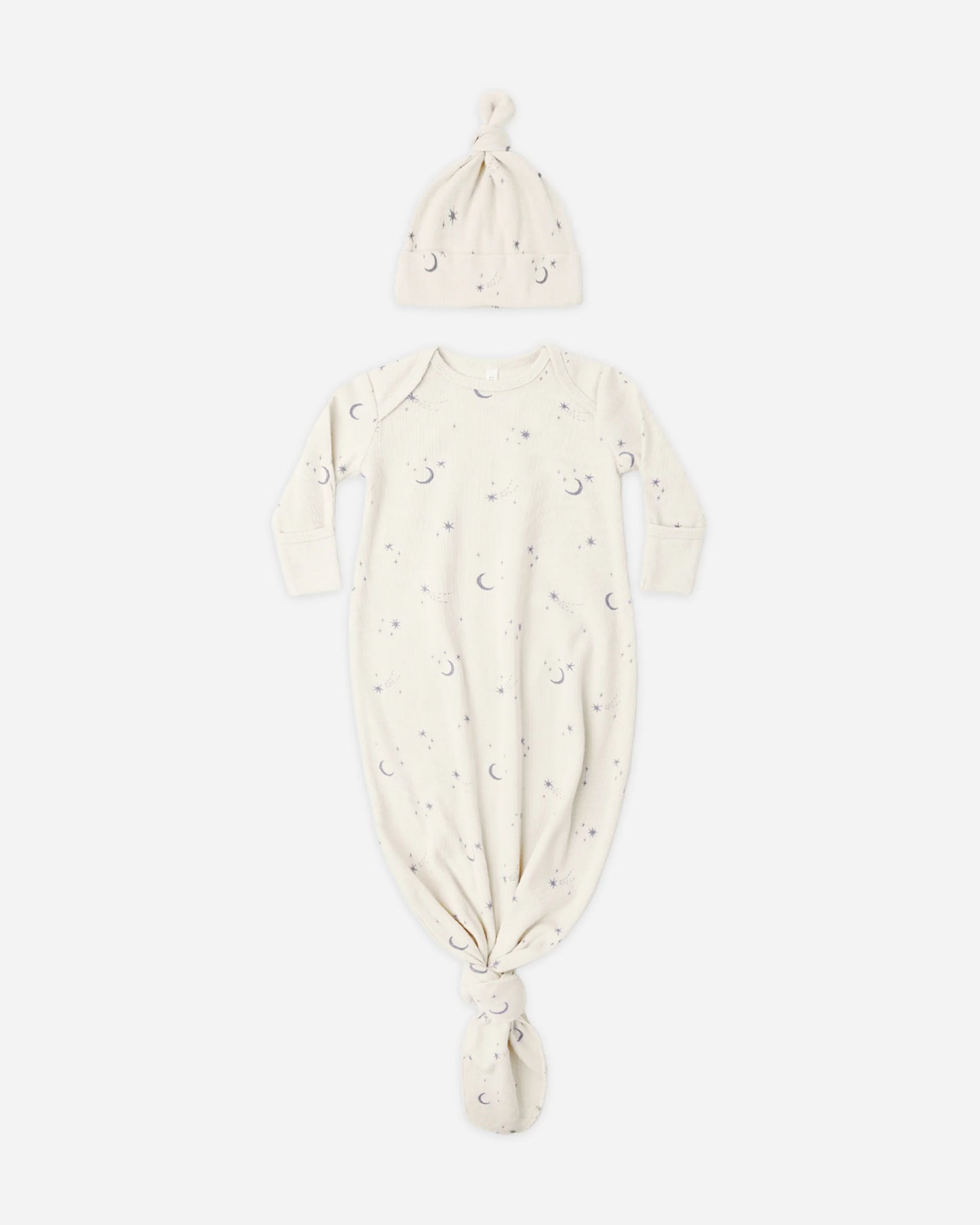 Knotted Baby Gown + Hat Set - Celestial