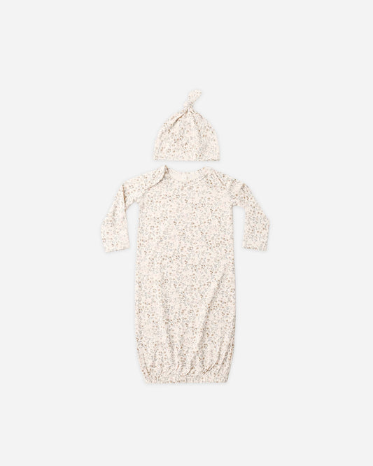 Bamboo Baby Gown + Hat Set - Bloom
