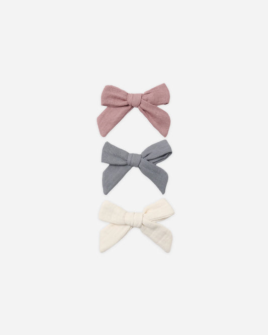 Bow W. Clip Set Of 3 Mulberry