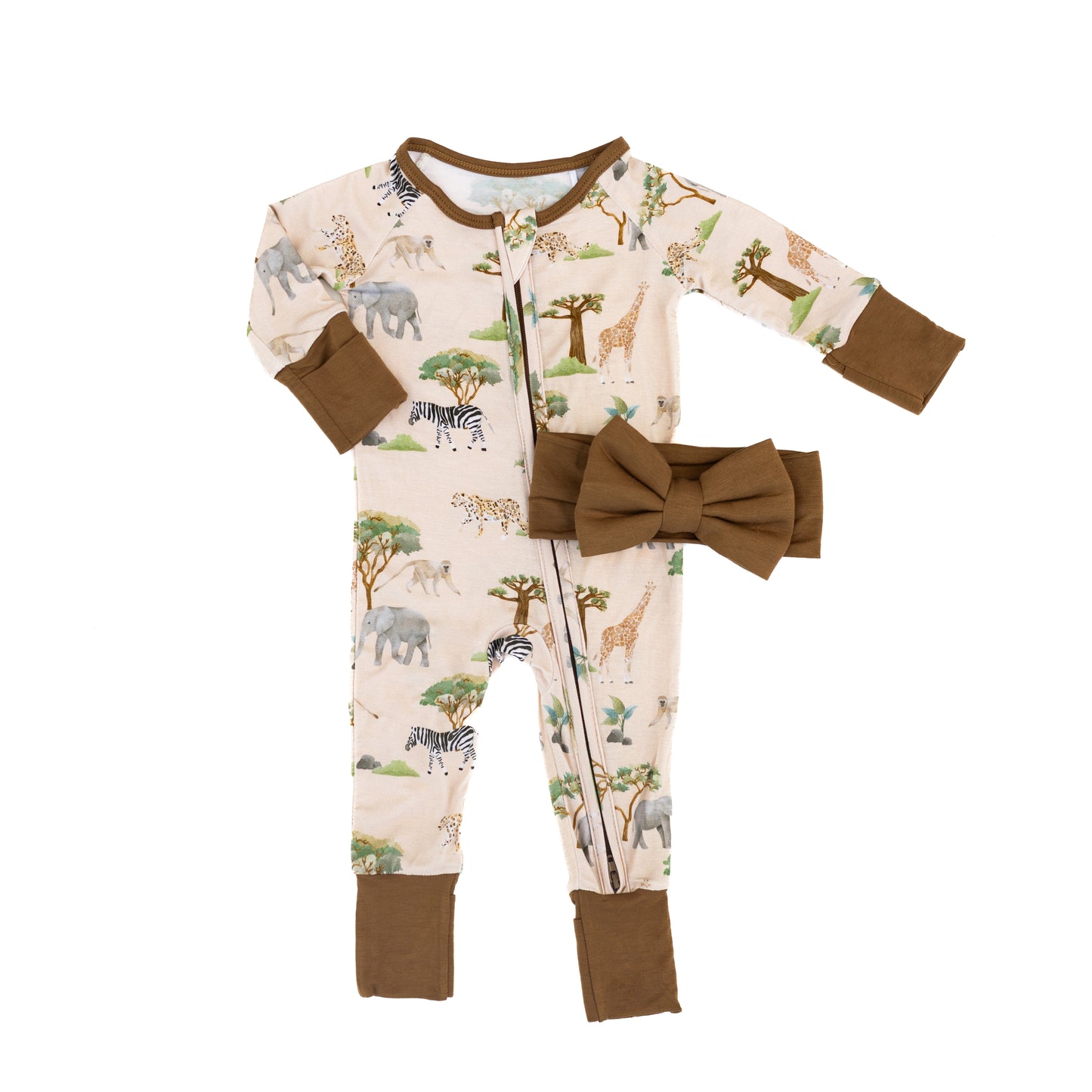 Baby Blues & Pink-Bamboo Zippered Pajama