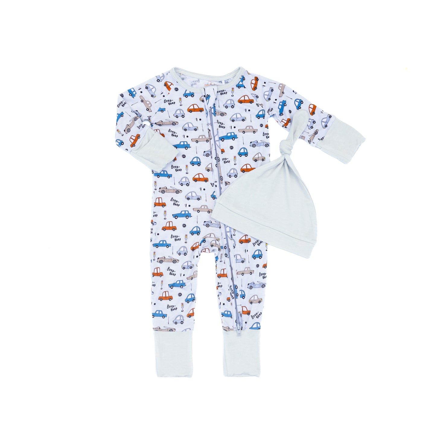 Baby Blues & Pink-Bamboo Zippered Pajama