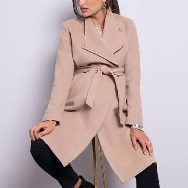 Seraphine-Merino Wool Wrap Coat Camel Size 12