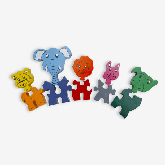 Mr. Ellie Pooh-Wooden Puzzle - Jungle Animals