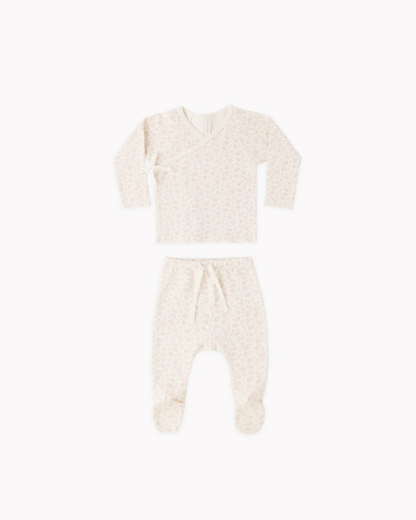 Wrap Top + Footed Pant Set