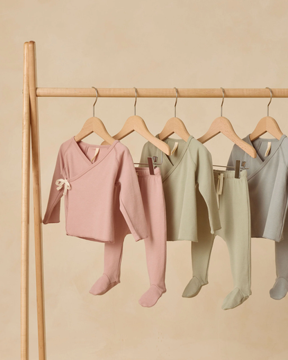 Quincy Mae- Wrap Top + Footed Pant Set