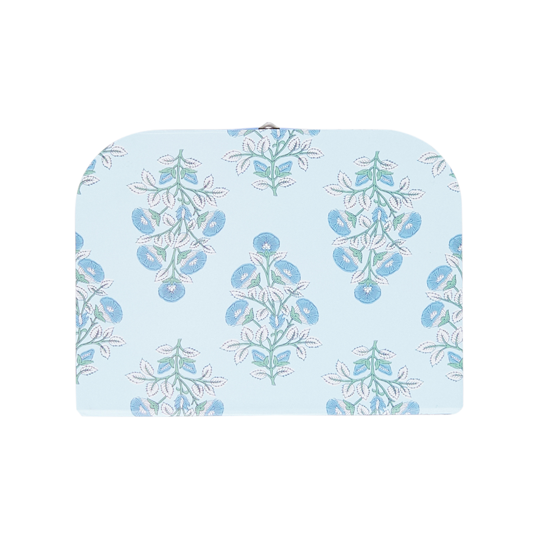 Pink Chicken-Nesting Box - Blue Bouquet Floral Block Print