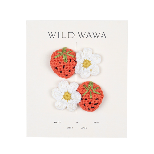 Wild Wawa-Crochet Clip Set- Strawberry/Daisies O/S