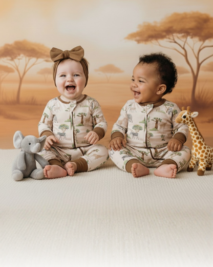 Baby Blues & Pink-Bamboo Zippered Pajama