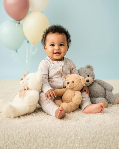 Baby Blues & Pink -Bamboo Zippered Pajama