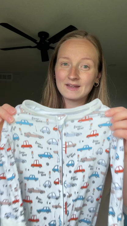 Baby Blues & Pink-"Vintage Traffic Jam" Bamboo Zippered Pajama