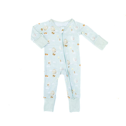 Baby Blues & Pink-Bamboo Zippered Pajama