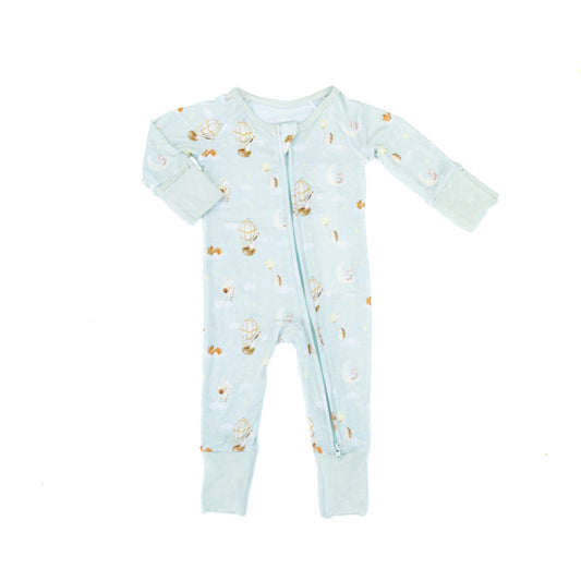 Baby Blues & Pink-Bamboo Zippered Pajama