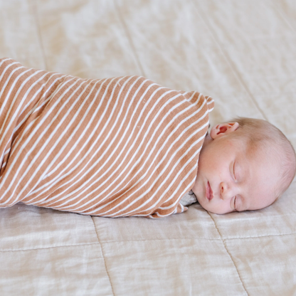 Bamboo/Muslin Swaddle - By Hope Camel Stripe