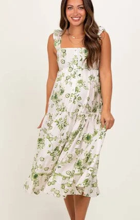 Tiered Maternity Midi Dress