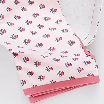 Pink Chicken-Nesting Box - Light Pink Tiny Flower Block Print