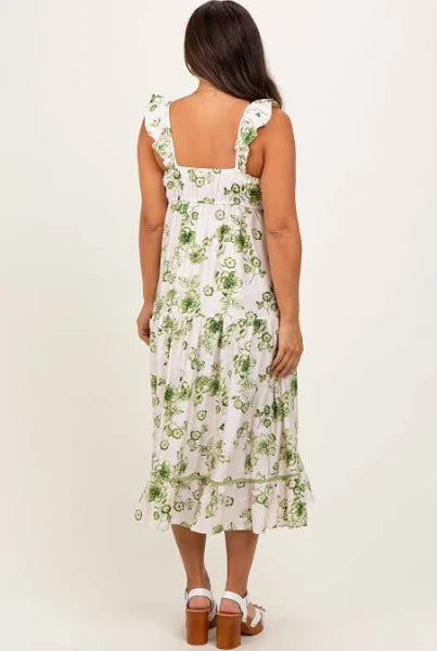 Tiered Maternity Midi Dress