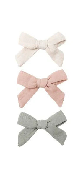 Quincy Mae-Bow W. Clip Set Of 3 Fern/Rose/Nat O/S