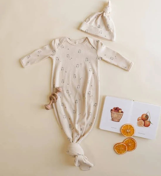 Quincy Mae-Knotted Gown + Hat Set Owl O/S