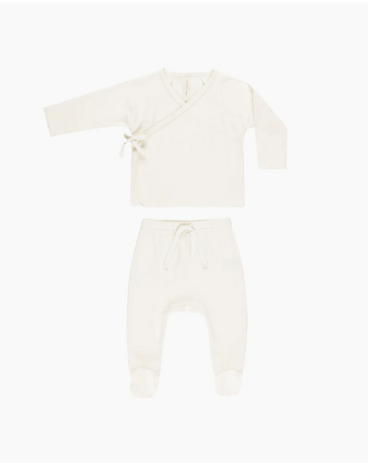 Quincy Mae-Wrap Top + Footed Pant Set