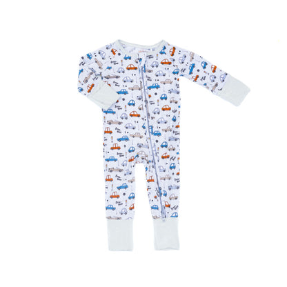 Baby Blues & Pink-Bamboo Zippered Pajama