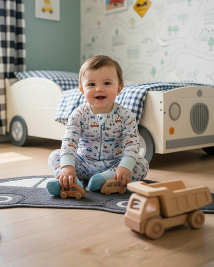 Baby Blues & Pink-Bamboo Zippered Pajama